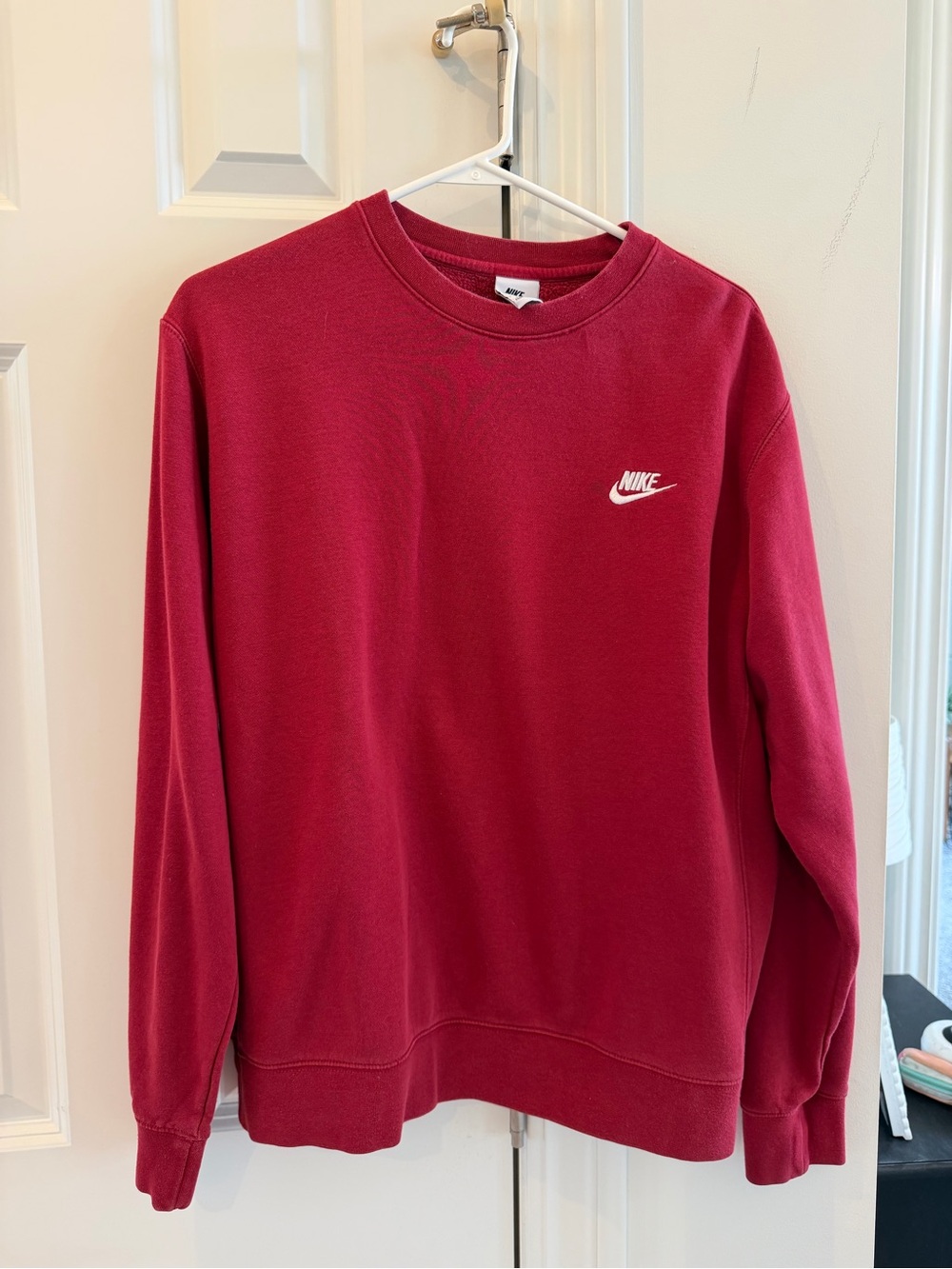 Nike Men's Crewneck Sweatshirt in Deep Red with White Swoosh